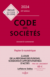 Dernières parutions dans , Code des sociétés 2024, annoté et commenté. 40e éd. 
