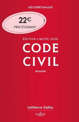 La couverture et les autres extraits de Code civil annoté 2025