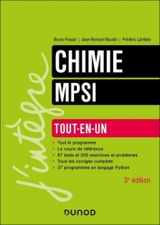 A paraitre de la Editions dunod : Livres à paraitre de l'éditeur, Chimie tout-en-un MPSI