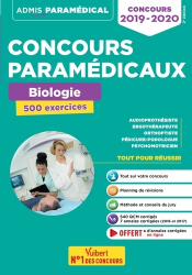 Concours paramédicaux : 500 exercices de biologie : concours 2019-2020