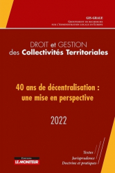 Droit et gestion des collectivités territoriales 2022
