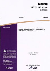 Norme EN ISO 23162 Analyse de base du sperme