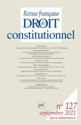 Revue française de Droit constitutionnel N° 127, septembre 2021