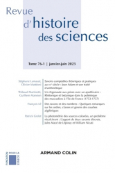 Revue d'histoire des sciences N° 1, juin 2023